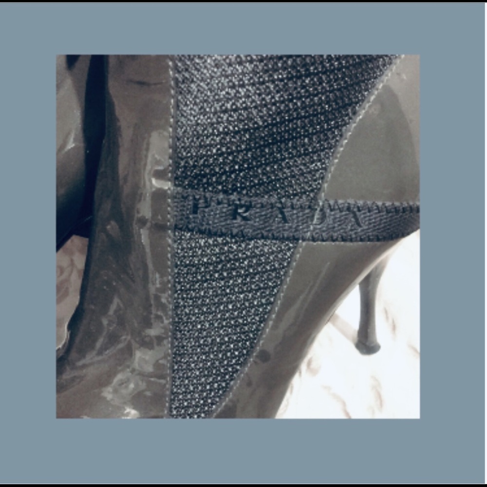 PRADA Grey Patent Leather Ankle Boots sz 6 - Picture 5 of 9